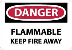 NMC - Danger - Flammable - Keep Fire Away, Aluminum Fire Sign - 14" Wide x 10" High - Exact Tooling
