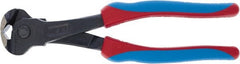 Channellock - 8" OAL, 1/4" Capacity, End Cutting Pliers - 11/32" Jaw Length x 1-19/32" Jaw Width, Oval/Curved Head, TPR-Rubber Overmold Handle - Exact Tooling