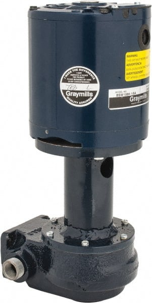 Graymills - 115 Volt, 1/6 hp, 1 Phase, 3,450 RPM, Cast Iron Flanged Outside Suction Machine Tool & Recirculating Pump - 3-3/4" Long x 2-1/2" Mounting Flange Width, NPT Thread, Glass Filled Celcon Impeller - Exact Tooling