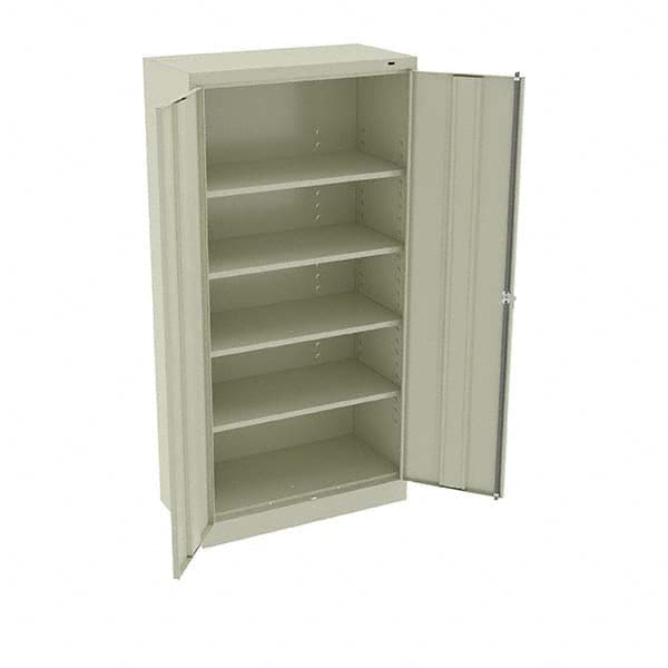Tennsco - 5 Shelf Locking Storage Cabinet - Steel, 36" Wide x 18" Deep x 72" High, Putty - Exact Tooling