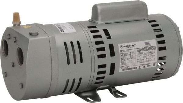 Gast - 3/4 hp Rotary Vane Vaccum Pump - 115/230 Volts, 10 CFM, Single Phase, 16.2" Long x 6-1/2" Wide x 8.88" High - Exact Tooling