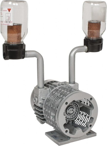 Gast - 1-1/2 hp Rotary Vane Vaccum Pump - 115 Volts, 21 CFM, Single Phase, 11.19" Long x 17.69" Wide x 13.12" High, Requires a 1.50 HP motor (Not Included) - Exact Tooling