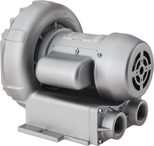 Gast - 1/8 HP Single Phase Regenerative Air Blower - 115/230V, 27 Max CFM, 28.5" Max Water Pressure, 26.5" Max Vacuum Water Pressure, 2.3/1.0 Full Load Amps - Exact Tooling