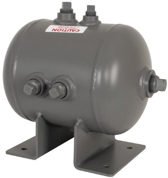 Made in USA - 2 Gallon, 200 Max psi Universal Horizontal Tank - 3/4" Inlet, 11" Tank Length x 8" Tank Diam - Exact Tooling