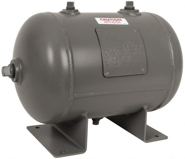 Made in USA - 4.7 Gallon, 200 Max psi Universal Horizontal Tank - 3/4" Inlet, 16" Tank Length x 10" Tank Diam - Exact Tooling