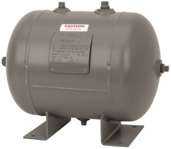 Made in USA - 7 Gallon, 200 Max psi Universal Horizontal Tank - 3/4" Inlet, 17" Tank Length x 12" Tank Diam - Exact Tooling