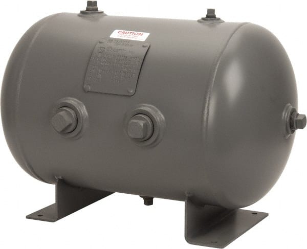 Made in USA - 13.3 Gallon, 200 Max psi Universal Horizontal Tank - 1-1/2" Inlet, 23" Tank Length x 14" Tank Diam - Exact Tooling