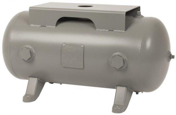 Made in USA - 20 Gallon, 200 Max psi Horizontal Tank with Plate - 1-1/2" Inlet, 33" Tank Length x 14" Tank Diam - Exact Tooling