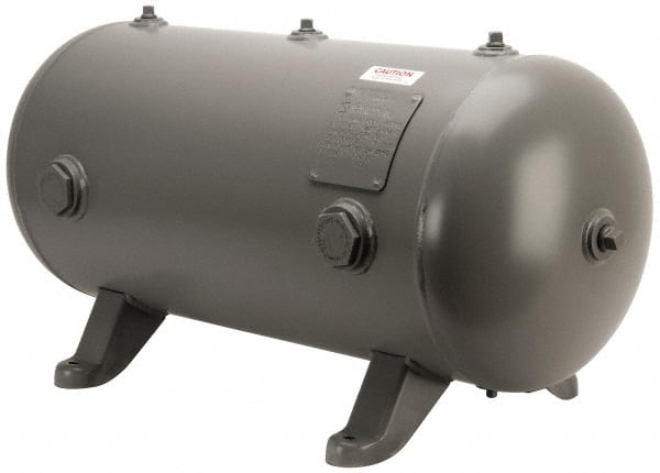Made in USA - 20 Gallon, 200 Max psi Horizontal Tank - 1-1/2" Inlet, 33" Tank Length x 14" Tank Diam - Exact Tooling