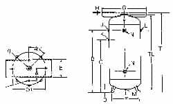Made in USA - 80 Gallon, 200 Max psi Vertical Tank with Plate - 1-1/4" Inlet, 48" Tank Length x 24" Tank Diam - Exact Tooling
