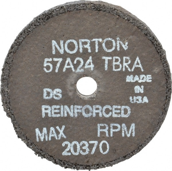 Norton - 3" Diam x 3/8" Hole x 1/4" Thick, T Hardness, 24 Grit Surface Grinding Wheel - Aluminum Oxide, Type 1, Very Coarse Grade, 20,370 Max RPM, No Recess - Exact Tooling