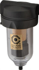 Coilhose Pneumatics - 3/8" Port, 5" High, FRL Filter with Polycarbonate Bowl & Automatic Drain - 150 Max psi, 120°F Max, 4 oz Bowl Capacity - Exact Tooling