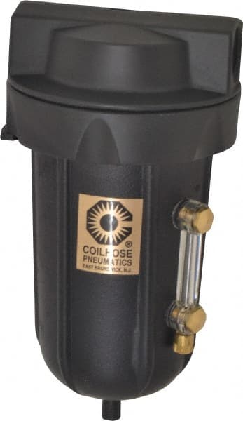 Coilhose Pneumatics - 1/2" Port, 7" High, FRL Filter with Aluminum Bowl & Automatic Drain - 250 Max psi, 250°F Max, 8 oz Bowl Capacity - Exact Tooling