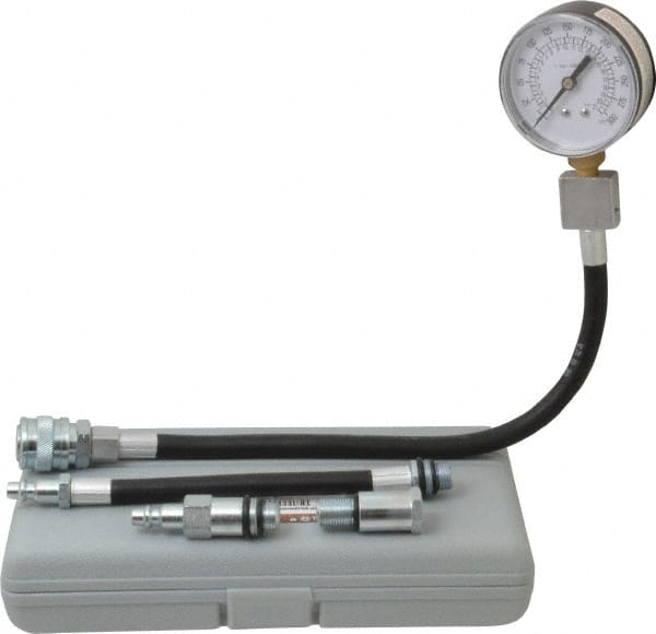 Value Collection - 12" Hose Length, 0 to 300 psi, Mechanical Automotive Compression Tester - 5 Lb Graduation, Steel - Exact Tooling