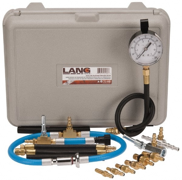 Value Collection - 16" Hose Length, 0 to 100 psi, Mechanical Automotive Basic Fuel Injection Pressure Tester - 1 Lb Graduation, Steel - Exact Tooling