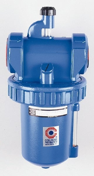 Coilhose Pneumatics - 1-1/4 NPT Port, 250 Max psi, Large Capacity Lubricator - Metal Bowl, Zinc Body, 25 CFM, 150°F Max, 11" High - Exact Tooling