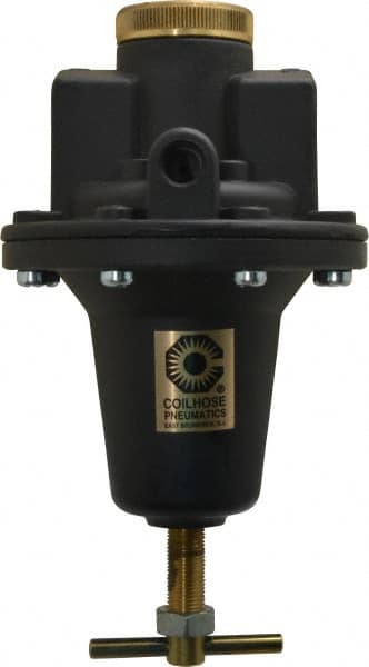 Coilhose Pneumatics - 3/4 NPT Port, 160 CFM, Cast Aluminum Heavy-Duty T-Handle Regulator - 0 to 200 psi Range, 250 Max psi Supply Pressure, 1/4" Gauge Port Thread, 5" Wide x 8-1/2" High - Exact Tooling