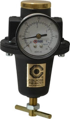 Coilhose Pneumatics - 1/2 NPT Port, 80 CFM, Cast Aluminum Heavy-Duty T-Handle Regulator - 0 to 60 psi Range, 250 Max psi Supply Pressure, 1/4" Gauge Port Thread, 4" Wide x 7" High - Exact Tooling