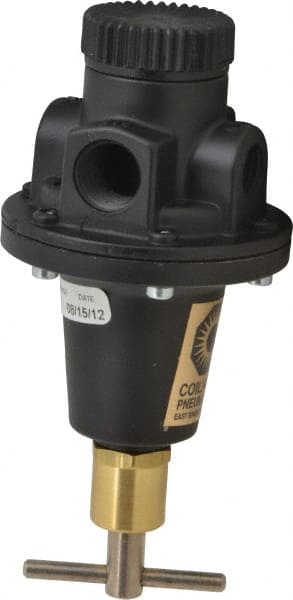 Coilhose Pneumatics - 3/8 NPT Port, 40 CFM, Cast Aluminum Tamper Proof Heavy-Duty T-Handle Regulator - 0 to 60 psi Range, 250 Max psi Supply Pressure, 1/4" Gauge Port Thread, 3" Wide x 5-1/2" High - Exact Tooling