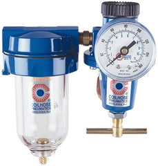 Coilhose Pneumatics - 3/8" NPT Port Heavy Duty 2 Piece Filter-Regulator FRL Unit - Metal Bowl, 125 Max psi, 6.875" High - Exact Tooling
