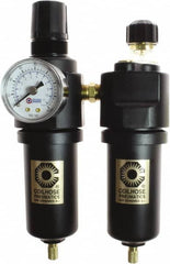 Coilhose Pneumatics - 3/8" NPT Port Compact 3 Piece Filter-Regulator-Lubricator FRL Unit - Zinc Bowl, 65 SCFM, 250 Max psi, 6.5" High, Automatic Drain - Exact Tooling