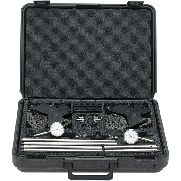 Starrett - 8 Piece, 0.2" Max Measuring, 1-7/16" Dial Diam, 0-50-0 Dial Reading, White Shaft Alignment Clamp Set - 0.001" Dial Graduation - Exact Tooling