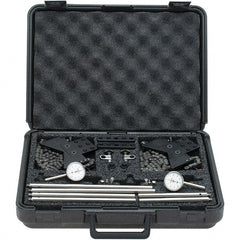 Starrett - 8 Piece, 0.2" Max Measuring, 1-7/16" Dial Diam, 0-50-0 Dial Reading, White Shaft Alignment Clamp Set - 0.001" Dial Graduation - Exact Tooling