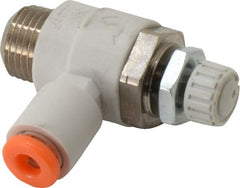 SMC PNEUMATICS - 1/8" Tube OD x 1/8" Male NPT Flow Control Elbow Valve - Meter Out - Exact Tooling