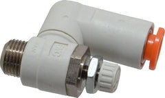 SMC PNEUMATICS - 1/4" Tube OD x 1/8" Male NPT Flow Control Offset Inline Valve - Meter Out - Exact Tooling
