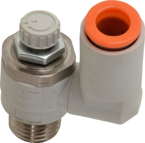 SMC PNEUMATICS - 5/16" Tube OD x 1/4" Male NPT Flow Control Offset Inline Valve - Meter Out - Exact Tooling