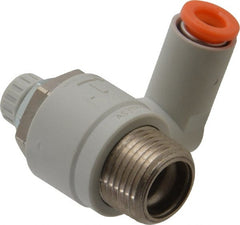 SMC PNEUMATICS - 1/4" Tube OD x 3/8" Male NPT Flow Control Offset Inline Valve - Meter Out - Exact Tooling