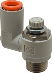 SMC PNEUMATICS - 1/2" Tube OD x 1/2" Male NPT Flow Control Offset Inline Valve - Meter Out - Exact Tooling