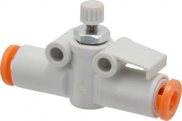 SMC PNEUMATICS - 5/32" Tube OD x M5 Body Flow & Speed Control Valve - Speed Control Inline Type with One Touch Fitting - Exact Tooling