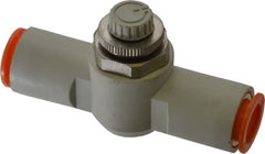 SMC PNEUMATICS - 1/2" Tube OD x 1/2 Body Flow & Speed Control Valve - Speed Control Inline Type with One Touch Fitting - Exact Tooling