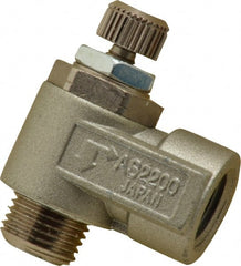 SMC PNEUMATICS - 1/8" Male NPT x 1/8" Female NPT Flow & Speed Control Valve - Elbow Type - Exact Tooling