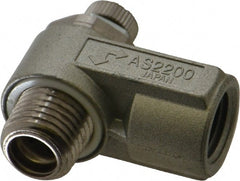 SMC PNEUMATICS - 1/4" Male NPT x 1/4" Female NPT Flow & Speed Control Valve - Elbow Type - Exact Tooling