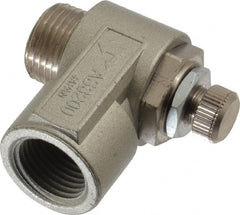 SMC PNEUMATICS - 3/8" Male NPT x 3/8" Female NPT Flow & Speed Control Valve - Elbow Type - Exact Tooling