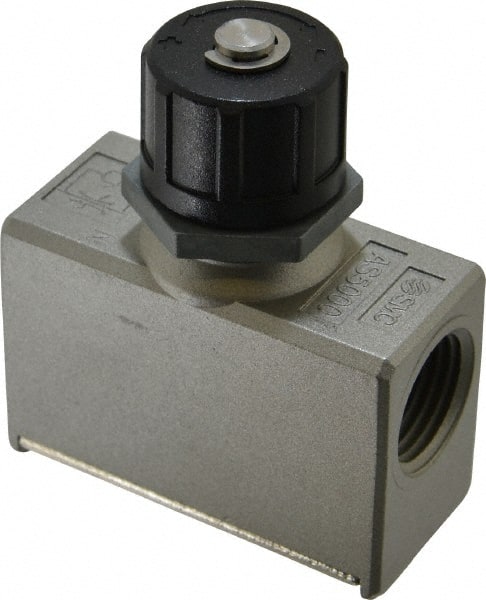 SMC PNEUMATICS - 1/2" Male NPT x 1/2" Female NPT Flow & Speed Control Valve - Inline Type - Exact Tooling