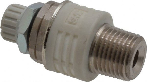 SMC PNEUMATICS - 1/8" Male NPT Metering Valve With Silencer - 3.6mm squared Orifice & 20 dB Noise Reduction Rate - Exact Tooling