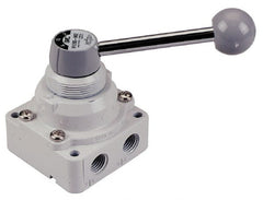 SMC PNEUMATICS - 1/2" NPT Rotary Hand Air Valve - 3 Position, 3.1 CV Rate, 150 Max psi & 140°F Max Temp - Exact Tooling
