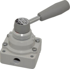 SMC PNEUMATICS - 1/4" NPT Rotary Hand Air Valve - 3 Position, 0.4 CV Rate, 150 Max psi & 140°F Max Temp - Exact Tooling