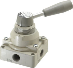 SMC PNEUMATICS - 3/8" NPT Rotary Hand Air Valve - 3 Position, 1.1 CV Rate, 150 Max psi & 140°F Max Temp - Exact Tooling