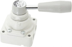 SMC PNEUMATICS - 1/4" NPT Rotary Hand Air Valve - 3 Position, 0.4 CV Rate, 150 Max psi & 140°F Max Temp - Exact Tooling