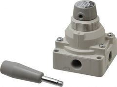 SMC PNEUMATICS - 3/8" NPT Rotary Hand Air Valve - 3 Position, 1.1 CV Rate, 150 Max psi & 140°F Max Temp - Exact Tooling