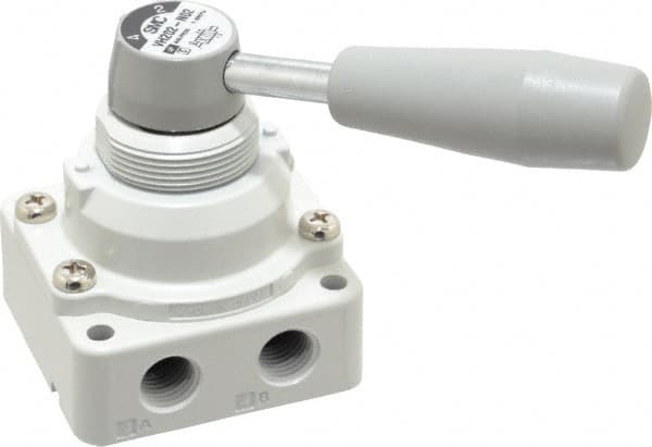 SMC PNEUMATICS - 1/4" NPT Rotary Hand Air Valve - 2 Position, 0.4 CV Rate, 150 Max psi & 140°F Max Temp - Exact Tooling
