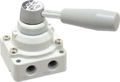 SMC PNEUMATICS - 1/4" NPT Rotary Hand Air Valve - 2 Position, 0.4 CV Rate, 150 Max psi & 140°F Max Temp - Exact Tooling