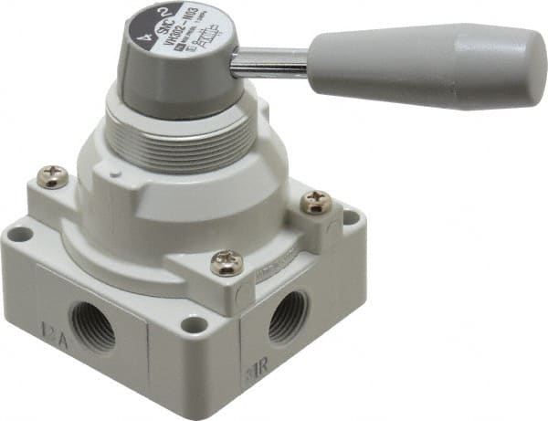 SMC PNEUMATICS - 3/8" NPT Rotary Hand Air Valve - 2 Position, 1.1 CV Rate, 150 Max psi & 140°F Max Temp - Exact Tooling