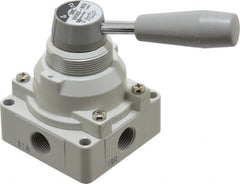 SMC PNEUMATICS - 3/8" NPT Rotary Hand Air Valve - 2 Position, 1.1 CV Rate, 150 Max psi & 140°F Max Temp - Exact Tooling