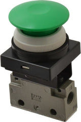 SMC PNEUMATICS - 0.14 CV Rate, 1/8" NPT Inlet Mechanical Valve - 2 Way, 2 Ports, Push Button Mushroom - Exact Tooling