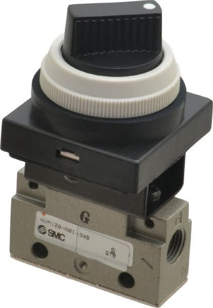 SMC PNEUMATICS - 0.14 CV Rate, 1/8" NPT Inlet Mechanical Valve - 2 Way, 2 Ports, Selector 90° Turn - Exact Tooling